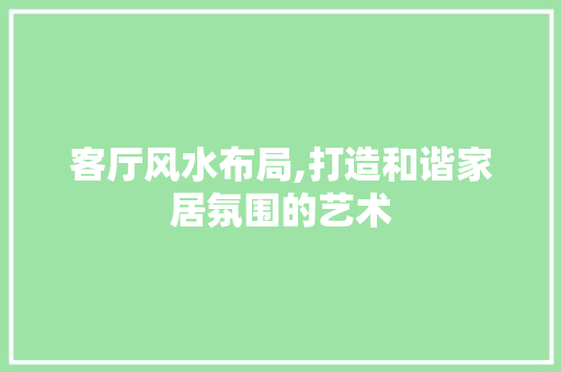 客厅风水布局,打造和谐家居氛围的艺术