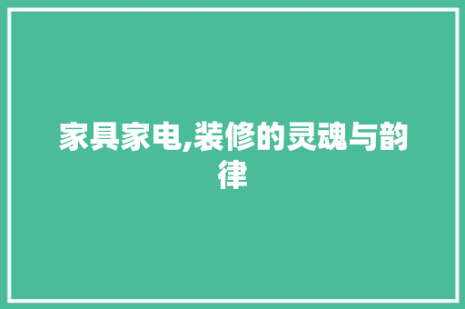 家具家电,装修的灵魂与韵律