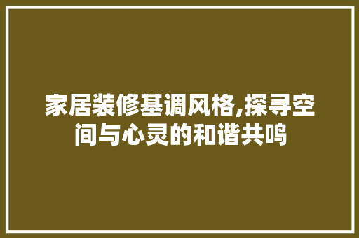 家居装修基调风格,探寻空间与心灵的和谐共鸣