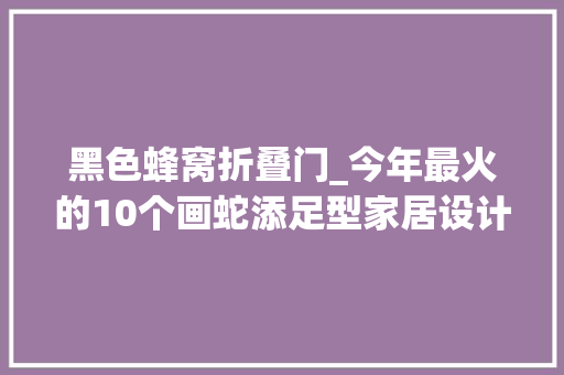 黑色蜂窝折叠门_今年最火的10个画蛇添足型家居设计嚯嚯的钱包弗成胜数