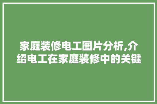 家庭装修电工图片分析,介绍电工在家庭装修中的关键角色