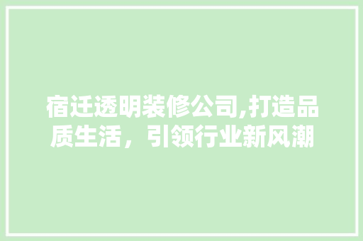 宿迁透明装修公司,打造品质生活，引领行业新风潮