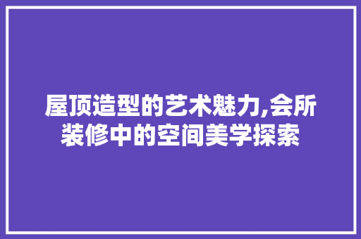 屋顶造型的艺术魅力,会所装修中的空间美学探索