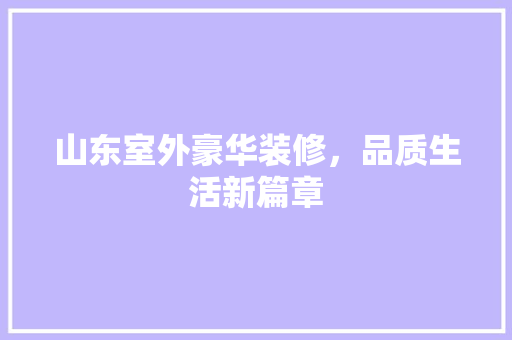 山东室外豪华装修，品质生活新篇章