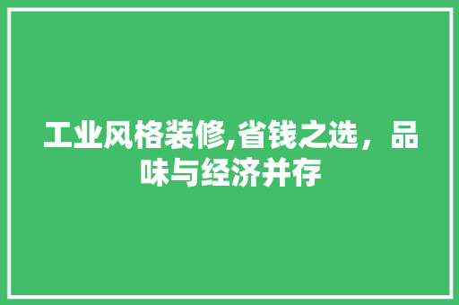 工业风格装修,省钱之选，品味与经济并存