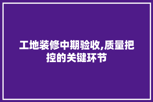 工地装修中期验收,质量把控的关键环节