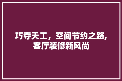 巧夺天工，空间节约之路,客厅装修新风尚