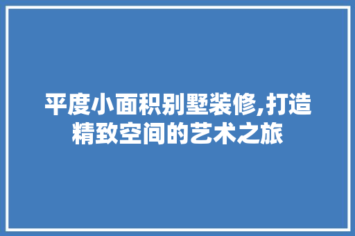 平度小面积别墅装修,打造精致空间的艺术之旅