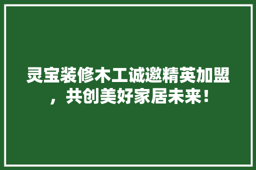 灵宝装修木工诚邀精英加盟，共创美好家居未来！