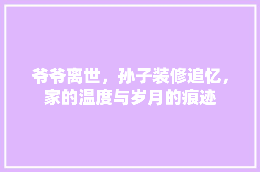爷爷离世，孙子装修追忆，家的温度与岁月的痕迹