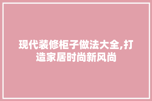 现代装修柜子做法大全,打造家居时尚新风尚