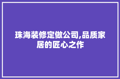 珠海装修定做公司,品质家居的匠心之作