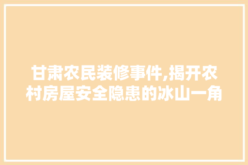 甘肃农民装修事件,揭开农村房屋安全隐患的冰山一角