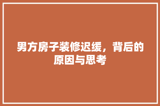 男方房子装修迟缓，背后的原因与思考
