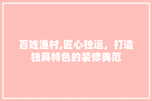百姓渔村,匠心独运，打造独具特色的装修典范