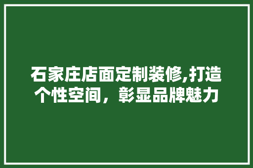 石家庄店面定制装修,打造个性空间，彰显品牌魅力
