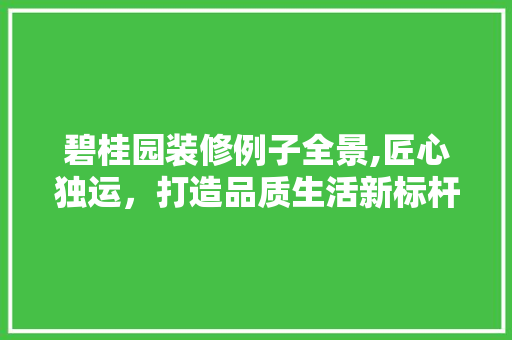 碧桂园装修例子全景,匠心独运，打造品质生活新标杆