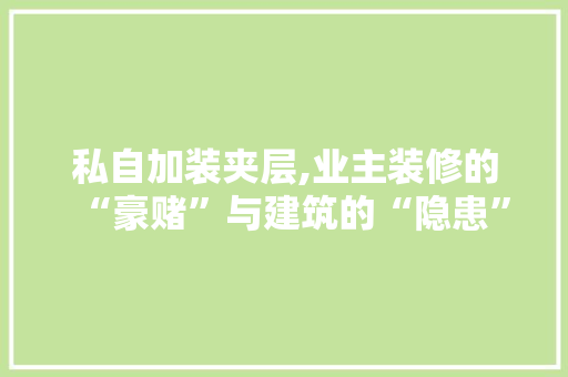 私自加装夹层,业主装修的“豪赌”与建筑的“隐患”