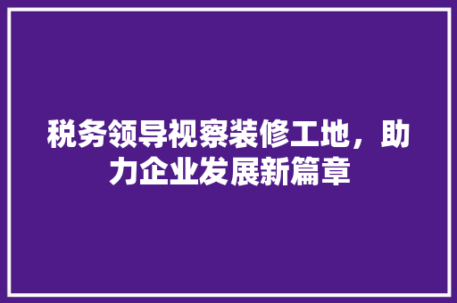税务领导视察装修工地，助力企业发展新篇章