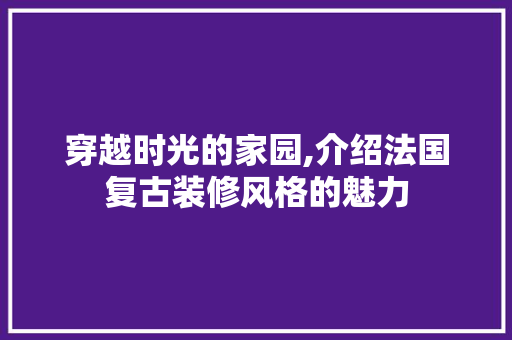 穿越时光的家园,介绍法国复古装修风格的魅力