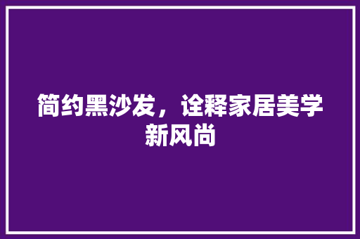 简约黑沙发，诠释家居美学新风尚