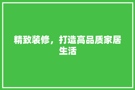 精致装修，打造高品质家居生活