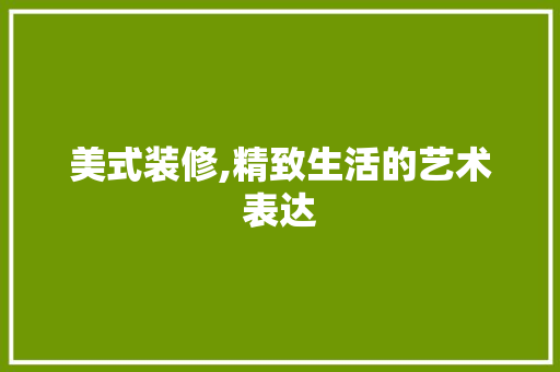 美式装修,精致生活的艺术表达