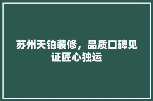 苏州天铂装修，品质口碑见证匠心独运