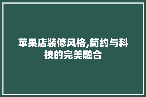 苹果店装修风格,简约与科技的完美融合