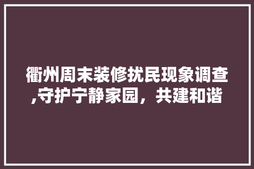 衢州周末装修扰民现象调查,守护宁静家园，共建和谐社区