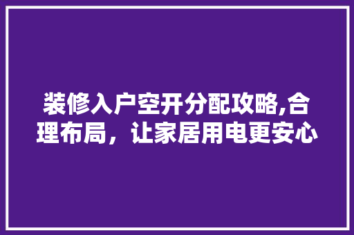 装修入户空开分配攻略,合理布局，让家居用电更安心