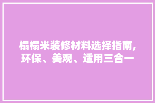 榻榻米装修材料选择指南,环保、美观、适用三合一