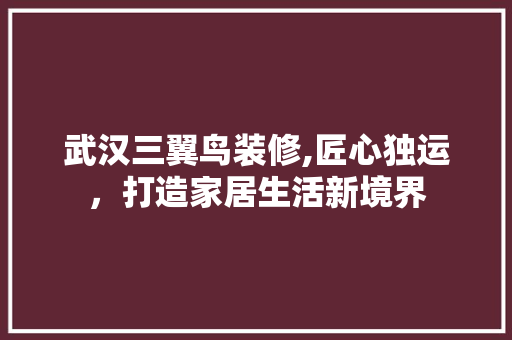 武汉三翼鸟装修,匠心独运，打造家居生活新境界