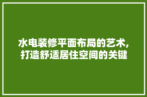 水电装修平面布局的艺术,打造舒适居住空间的关键