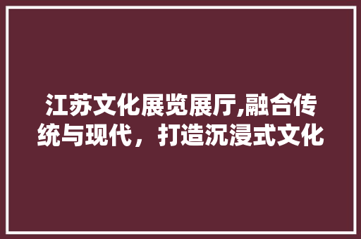 江苏文化展览展厅,融合传统与现代，打造沉浸式文化体验空间