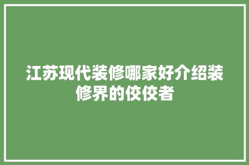 江苏现代装修哪家好介绍装修界的佼佼者