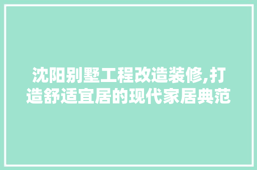 沈阳别墅工程改造装修,打造舒适宜居的现代家居典范
