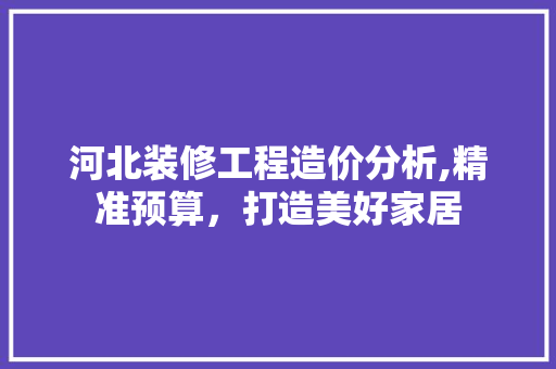 河北装修工程造价分析,精准预算，打造美好家居