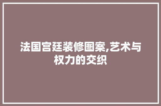 法国宫廷装修图案,艺术与权力的交织