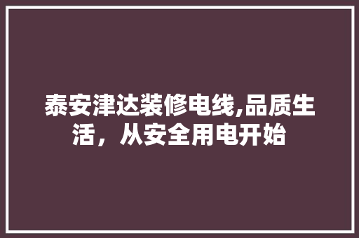 泰安津达装修电线,品质生活，从安全用电开始