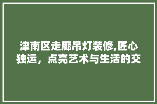 津南区走廊吊灯装修,匠心独运，点亮艺术与生活的交融