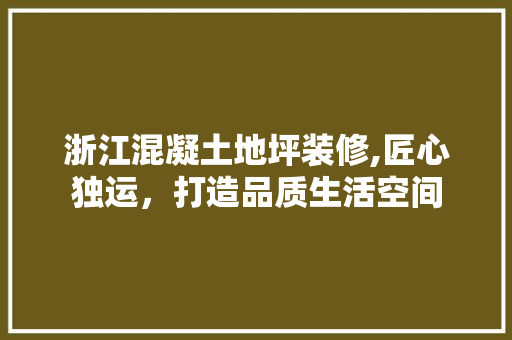 浙江混凝土地坪装修,匠心独运，打造品质生活空间
