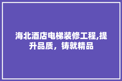 海北酒店电梯装修工程,提升品质，铸就精品
