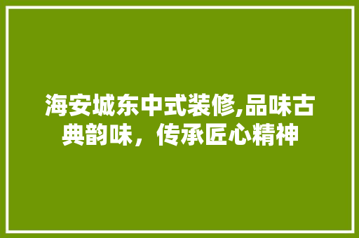 海安城东中式装修,品味古典韵味，传承匠心精神