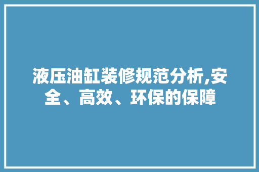 液压油缸装修规范分析,安全、高效、环保的保障