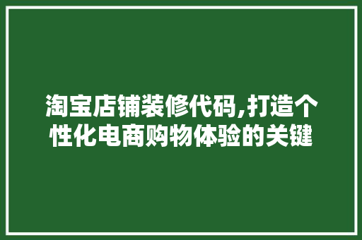 淘宝店铺装修代码,打造个性化电商购物体验的关键
