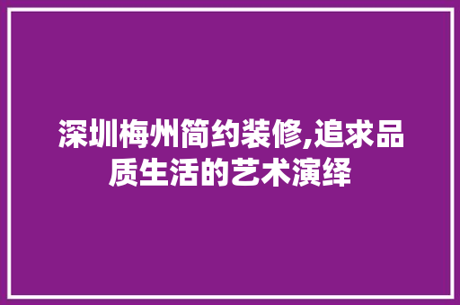 深圳梅州简约装修,追求品质生活的艺术演绎