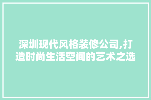 深圳现代风格装修公司,打造时尚生活空间的艺术之选