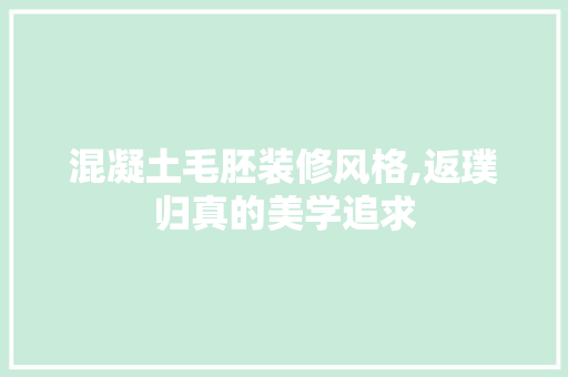 混凝土毛胚装修风格,返璞归真的美学追求