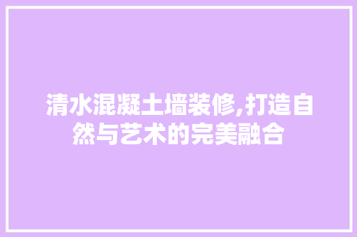 清水混凝土墙装修,打造自然与艺术的完美融合